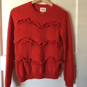 Sezane Andreas Jumper Coral Ruffle Sweater